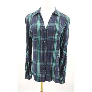 CAbi #3769 Big Sur Button Up Top Shirt Medium M Green‎ Black Plaid Long Sleeve